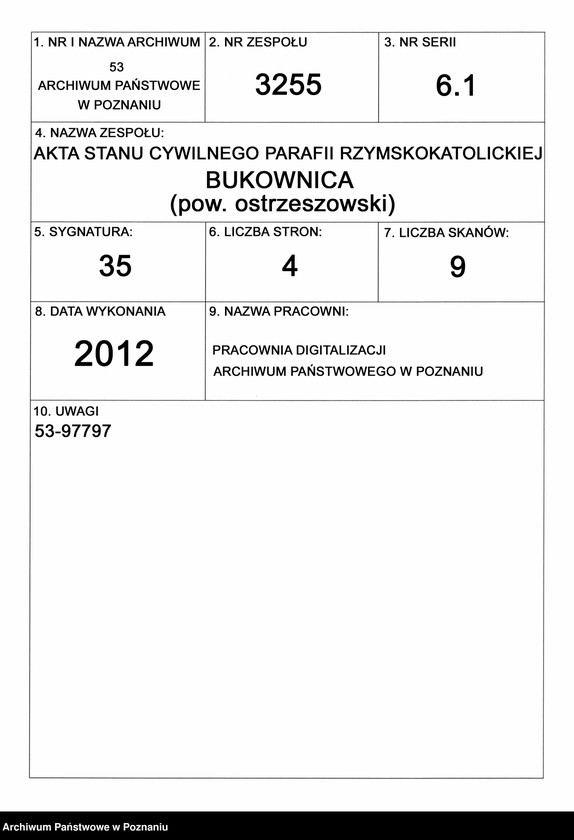 Obraz 1 z jednostki "Duplikat urodzonych, zaślubionych i zmarłych"