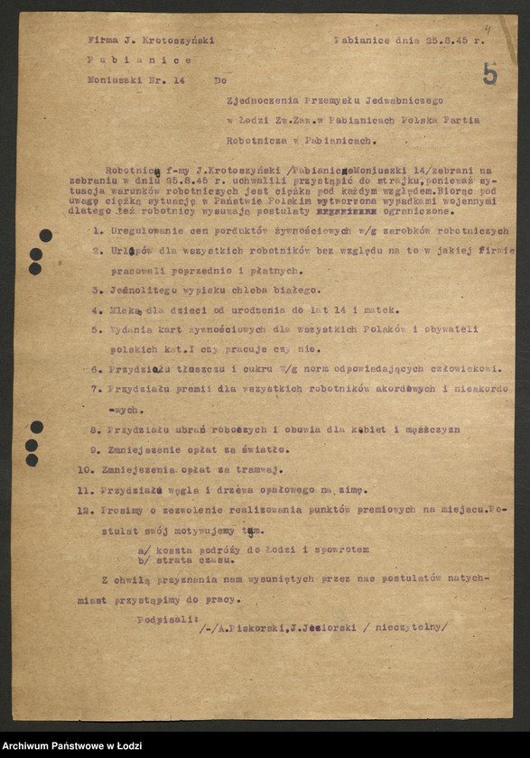 Obraz 5 z jednostki "Sprawozdania ze strajków według zakładów"