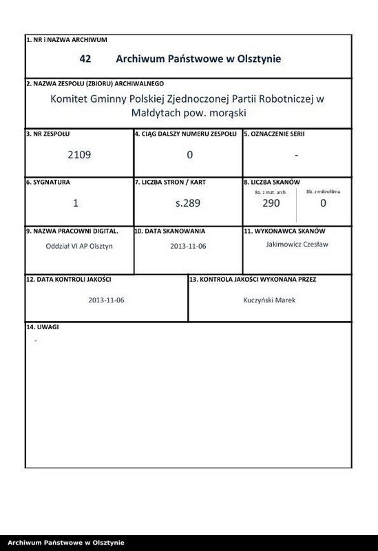 image.from.team "Komitet Gminny Polskiej Zjednoczonej Partii Robotniczej w Małdytach pow. morąski"