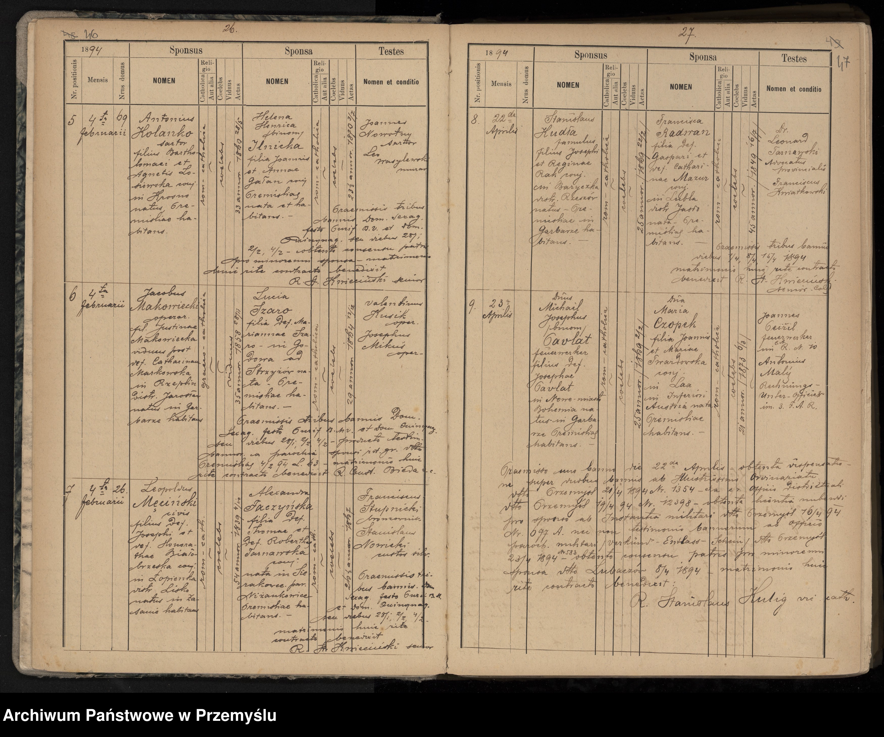 Skan z jednostki: Księga małżeństw Przemyśl Miasto 1890-1919; Księga zgonów Przemyśl Miasto 1891-1919