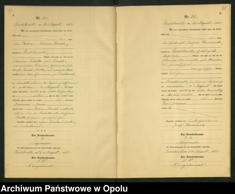 image.from.unit.number "Geburts-Neben-Register Standesamts Roschkowitz pro 1886"