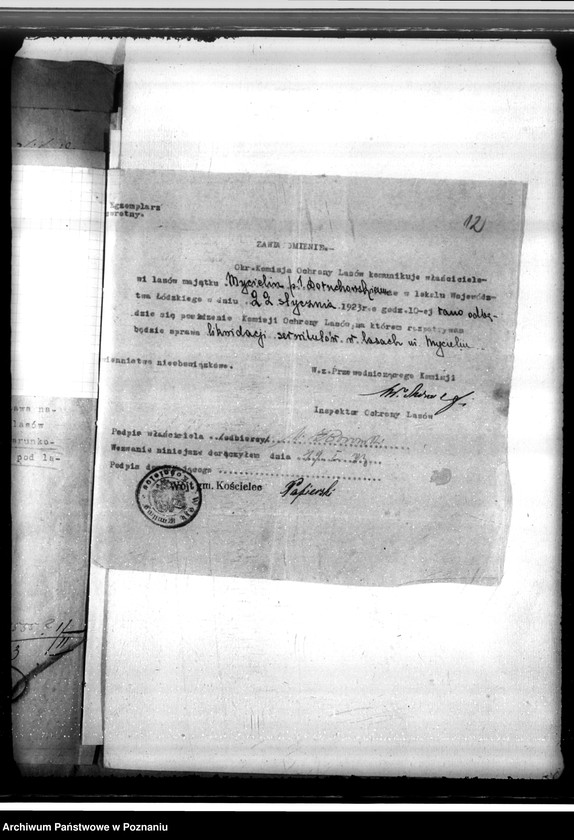 Obraz 16 z jednostki "Sprawa likwidacji serwitutów w lasach majątku Mycielin własność A. Doruchowskiego gmina Kościelec powiat kaliski"