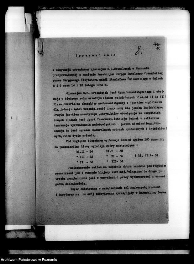 Obraz 17 z jednostki "Prywatne Gimnazjum Żeńskie SS. Urszulanek - Poznań [sprawozdanie z wizytacji i sprawy szkolne]"