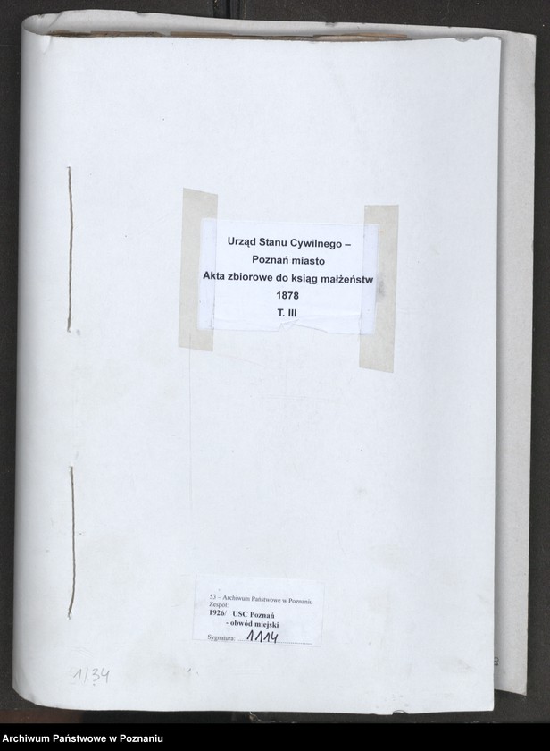 Obraz 2 z jednostki "Die von den Verlobten beigebrachten Urkunden zur Eheschliessung pro 1878"