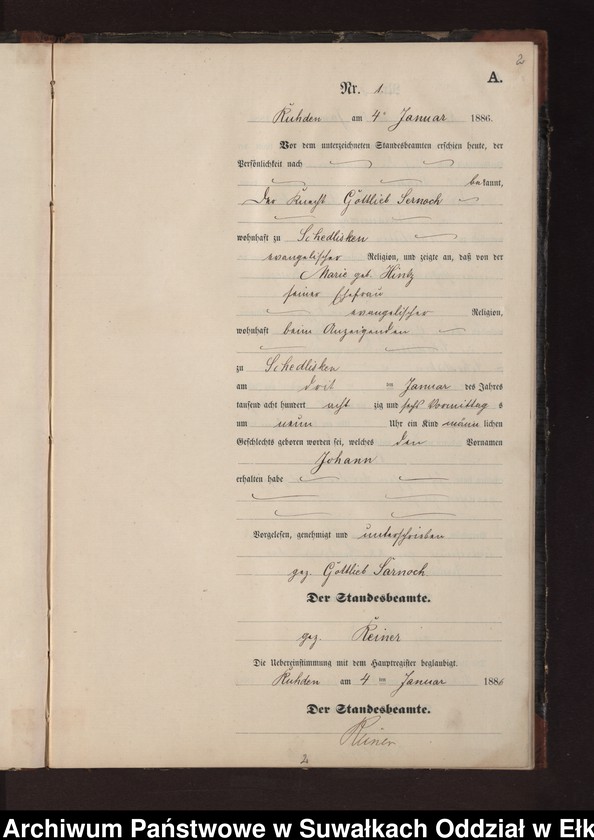 image.from.unit.number "Geburts-Neben-Register des Preussischen Standes-Amtes Stasswinnen Kreis Loetzen"