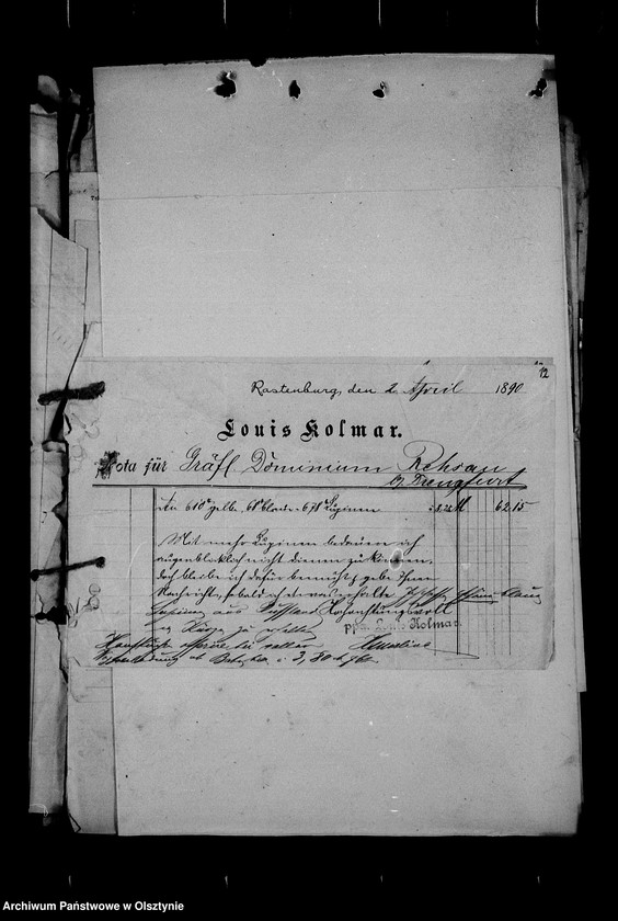 image.from.unit.number "/Korrespondenz, Rechnungen u. Bilanzen der Firma Louis Kolmar, Rastenburg, für Dr. Stieger, Verwalter von Rehsau/"
