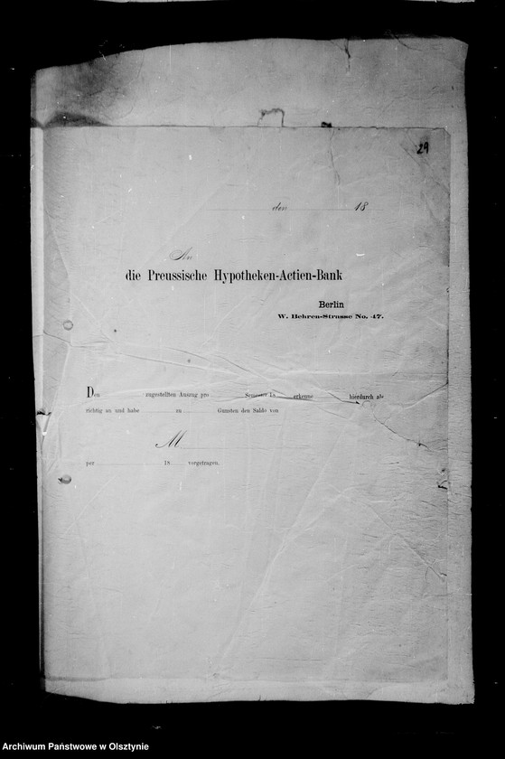 image.from.unit.number "/Akten betr. Geldgeschäfte der Lehndorff mit der Preuss. Hypotheken- Aktien- Bank, Berlin/"