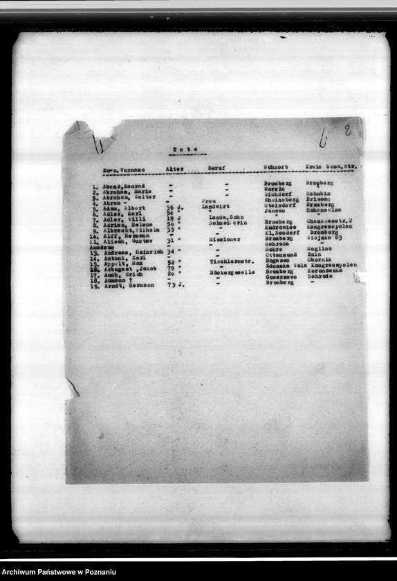 Obraz 6 z jednostki "Spisy zmarłych i zaginionych w 1939 roku miejscowych Niemców"