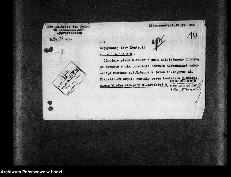 Obraz 17 z jednostki "[Korespondencja z wydziałami i resortami pracy w sprawach kontroli]"