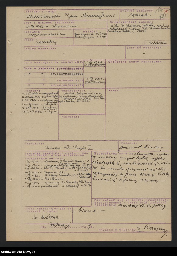 image.from.unit.number "Szeregowi Policji Państwowej zatrudnionych w Wydziale III Komendy Głównej Policji Państwowej, cz. II. Opinie."