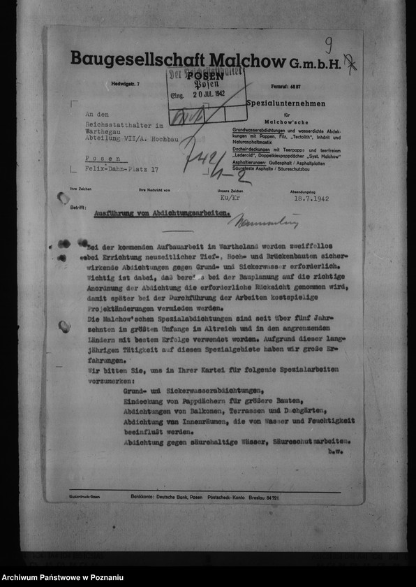 Obraz 13 z jednostki "Umbau- und Ausbauarbeiten für die Reichsuniversität Posen"