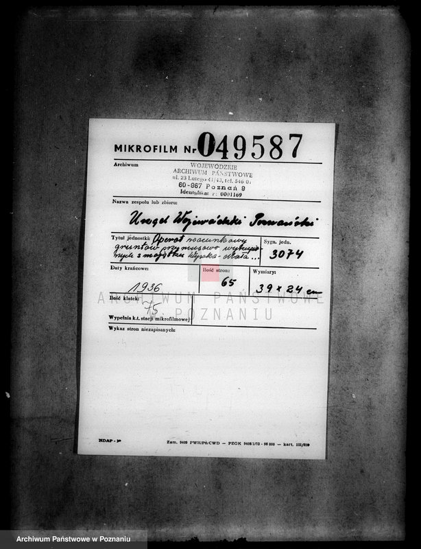 Obraz 2 z jednostki "Operat szacunkowy gruntów przymusowo wykupionych z majątku Wysoka-Mała powiatu wyrzyskiego"