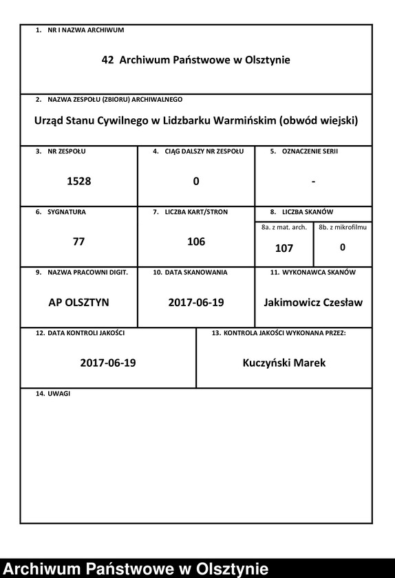 Obraz 1 z jednostki "Sterbe -Neben-Register Nr 1-105"