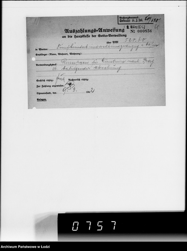 Obraz 8 z jednostki "4. Kassenbelege von nr 627- 846"