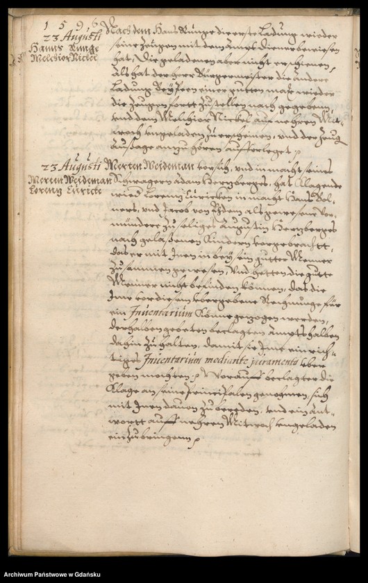 image.from.unit.number "Bürgermeisterliches Ambtbuch H. Johan von der Linden Praesidirenden Bürgermeisters […] vom [21.VIII.-31.XII.1596] Das ander No. 5 /indeks/"