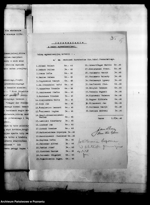 Obraz 8 z jednostki "[Gimnazjum Marii Magdaleny w Poznaniu protokoły z egzaminu dojrzałości eksternów]"