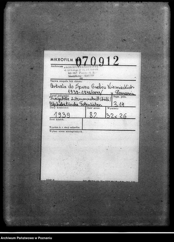 Obraz 2 z jednostki "Zweigstelle Litzmannstadt (Łódź) Alfabetinke Totenlisten"