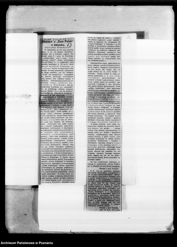 Obraz 20 z jednostki "Kaszuby i Mazury [wycinki prasowe] oraz spis miejscowości sporządzony przez ks. W. Barczewskiego do wydawnictwa "Geografia Polskiej Warmii"."