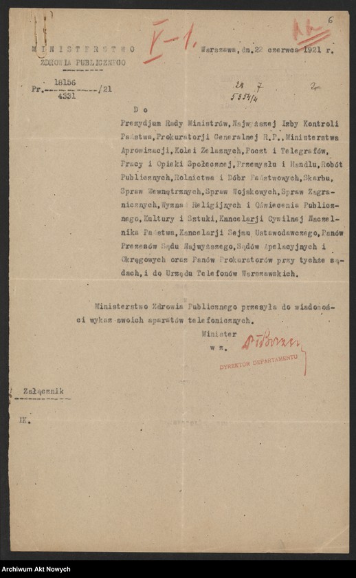 image.from.unit.number "Działalność Prezydium Rady Ministrów, Ministerstw : Poczt i Telegrafów, Kolei Żelaznych, Zdrowia, Spraw Wewnętrznych. Korespondencja z sejmem RP w sprawie lokomocji, w urzędach państwowych i armii"