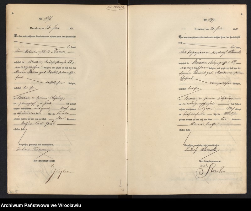 image.from.unit.number "Geburts-Haupt-Register Breslau I 1902 Band 6"