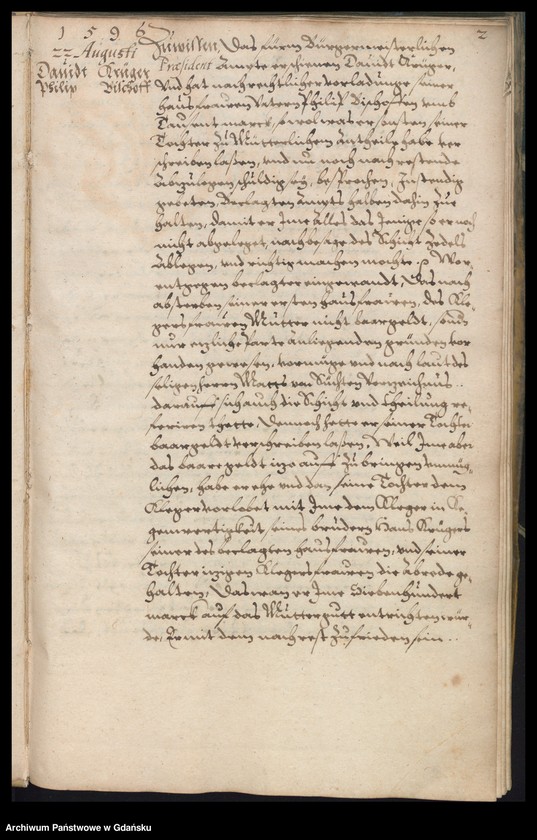 image.from.unit.number "Bürgermeisterliches Ambtbuch H. Johan von der Linden Praesidirenden Bürgermeisters […] vom [21.VIII.-31.XII.1596] Das ander No. 5 /indeks/"