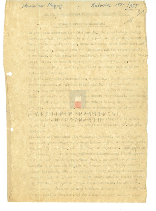 Obraz 16 z jednostki "Relacje i wspomnienia dotyczące powstania wielkopolskiego: 1. Poznań, część lll /autorzy relacji - N/."