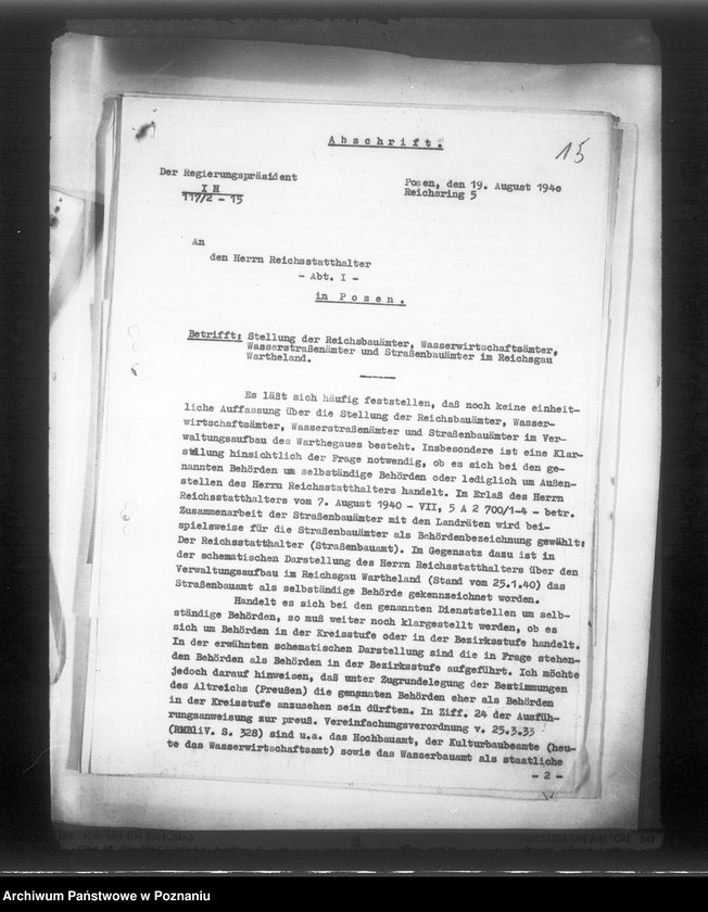 Obraz 19 z jednostki "Korespondencja w sprawie stanowiska urzędów budowlanych, rolnych, wodnych itp."