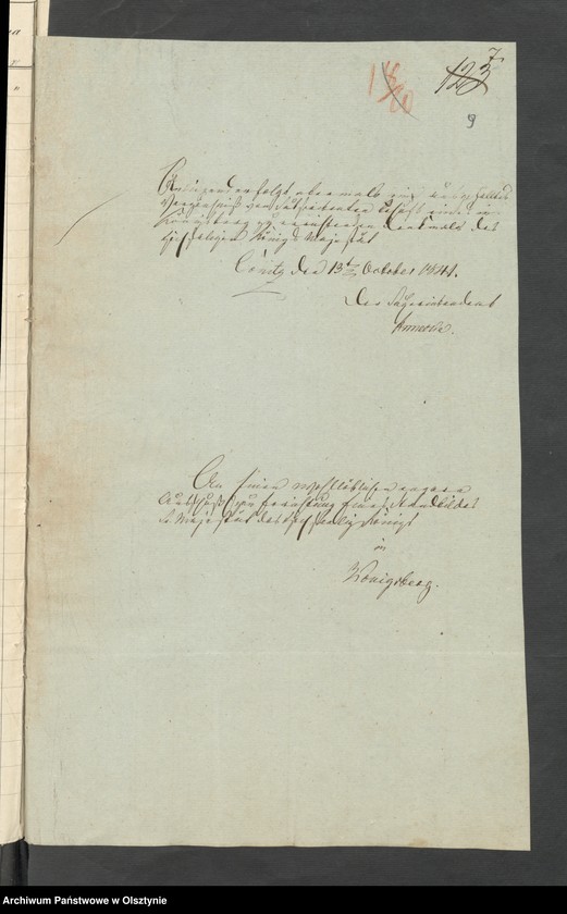 image.from.unit.number "Acta des engern Ausschußes für Errichtung eines Standbildes Sr. [Seiner] Majestät des Königes Friedrich Wilhelm des Dritten. Die Beitrags-Ziechungen in dem landrätlichen Kreise Conitz [Chojnice]"