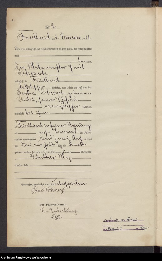 image.from.unit.number "Księga urodzeń USC Mieroszów (Friedland) 1902"