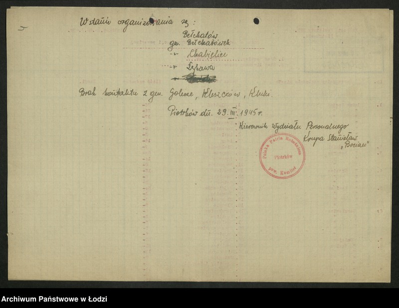 Obraz 5 z jednostki "Ankiety sprawozdawcze instruktora Komitetu Powiatowego Piotrków Trybunalski [z załącznikami]"