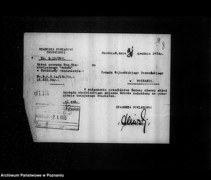 Obraz 12 z jednostki "/Towarzystwo Gimnastyczne Sokół w Chodzieży - rejestracja/"