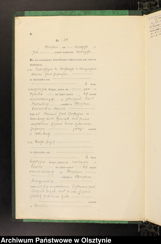 image.from.unit.number "Heirats-Haupt-Register Tom II, Nr 243-345"