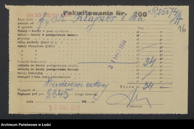 image.from.unit.number "Moszek Klajner, Estera Gerszt, Zelig Gerszt- sprzedaż przędzy"