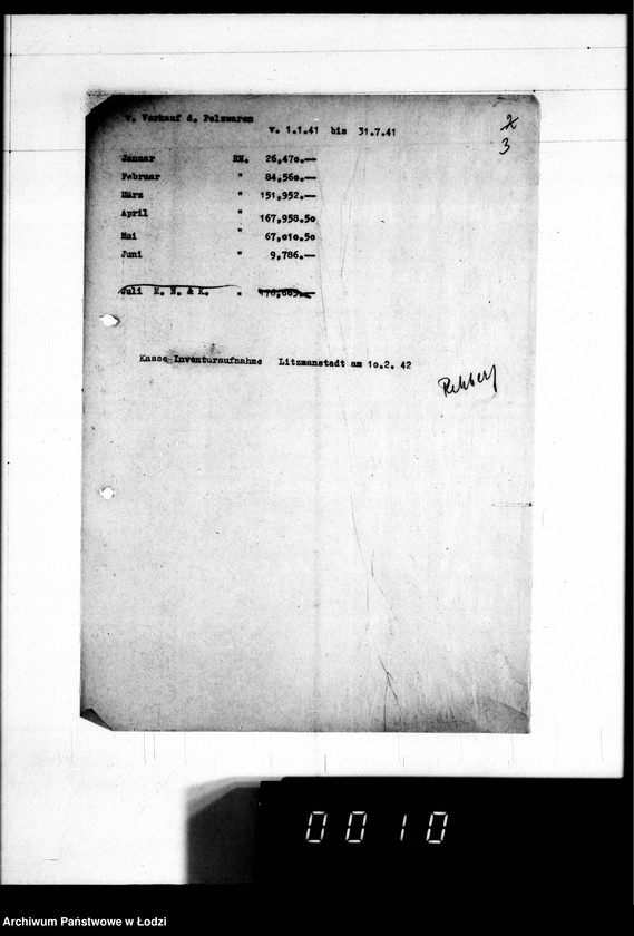 Obraz 8 z jednostki "Lieferscheine, [Zestawienia dostaw i sprzedaży futer]"