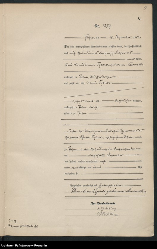 Obraz 11 z jednostki "Księga miejscowa zgonów tom V [Rejestr główny zgonów]"