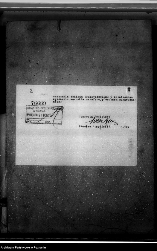 Obraz 6 z jednostki "Zatwierdzenie zakładu przemysłowego /stolarni mechanicznej/ Firma Drawska Lejarnia Żelaza w Drawskim Młynie pow. czarnkowski"