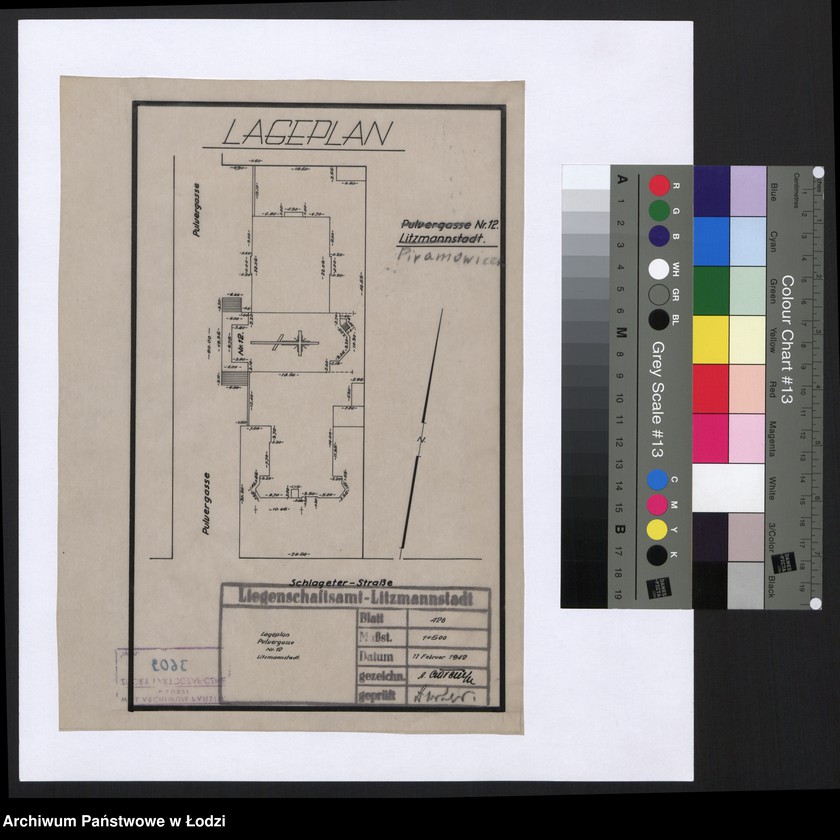 Obraz 1 z jednostki "Lageplan Pulvergasse Nr 12 Litzmannstadt"