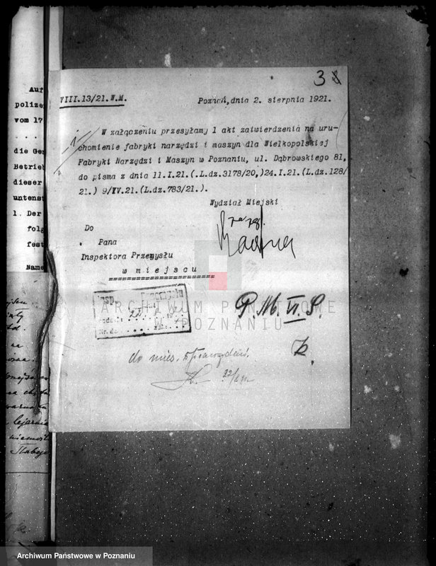 Obraz 7 z jednostki "Zatwierdzenie urządzenia fabryki maszyn "Wiepofama" w Poznaniu"