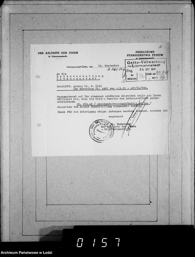 Obraz 10 z jednostki "J 1541-1560 [Wnioski Żydów z Getta o zwrot należności za towar wzięty na kredyt]"