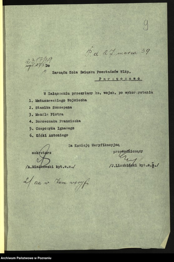 Obraz 13 z jednostki "Parzęczewo, powiat Kościan - akta koła."