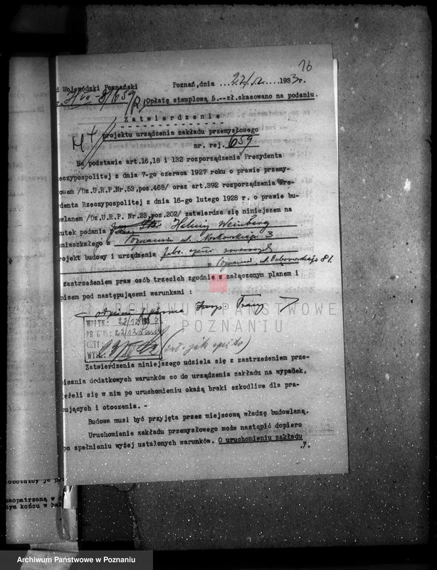 Obraz 20 z jednostki "Zatwierdzenie fabryki części rowerowych Helminy Weinberg w Poznaniu"