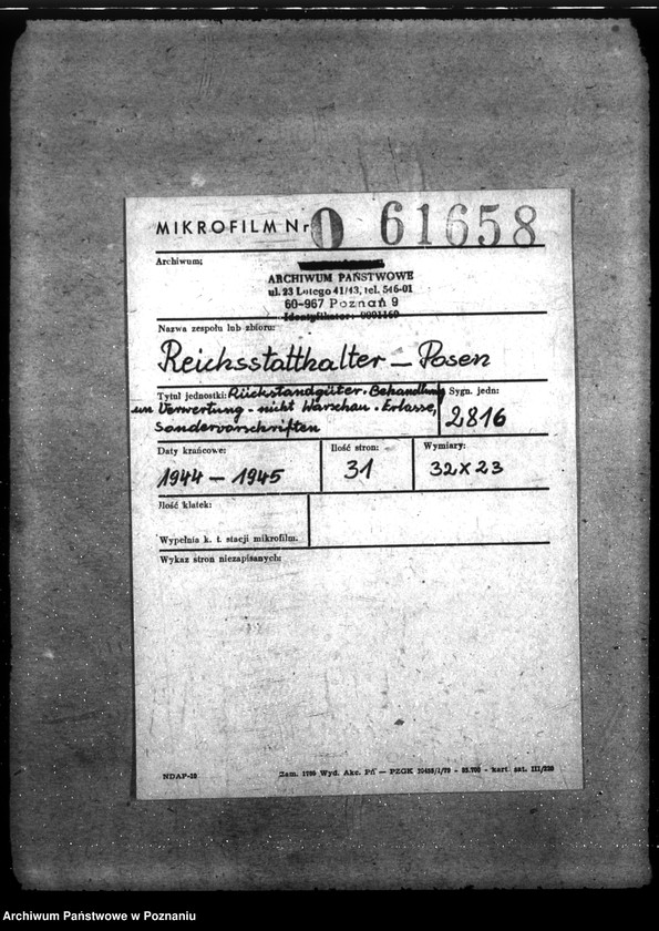 Obraz 2 z jednostki "Rückstandgüter. Behandlung und Verwertung - nicht Warschau. Erlasse, Sondervorschriften"