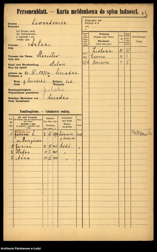Obraz 15 z jednostki "[Spis ludności Łodzi] Lewan - Lewandowski"