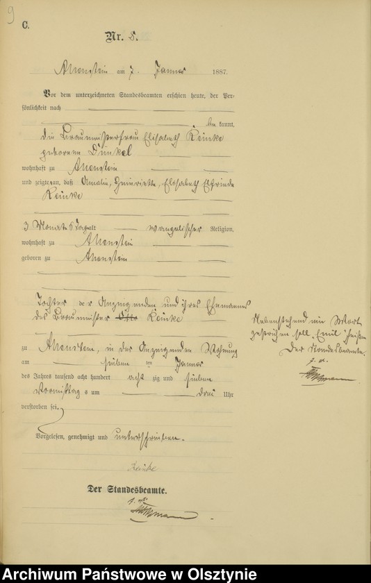 image.from.unit.number "Sterbe-Haupt-Register Tom I,Nr 1 - 316"