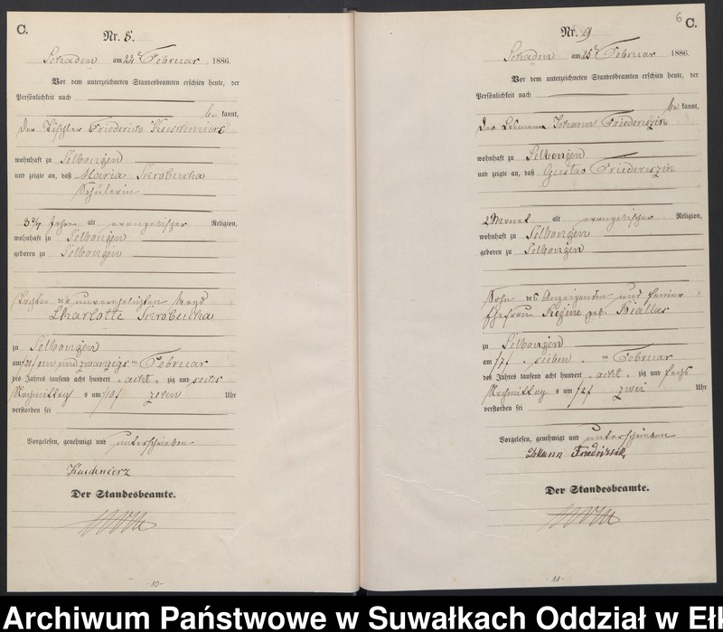 image.from.unit.number "Sterbe-Haupt-Register des Königlich Preussischen Standes-Amtes Schaden Kreis Sensburg"