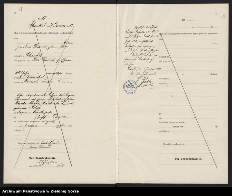 image.from.unit.number "Sterbe-Haupt-Register Standesamt Sagan Land"