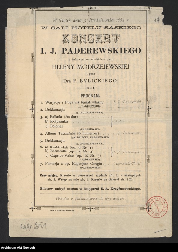 Obraz 18 z jednostki "Programy i krytyki koncertów i turnée od 1879 do 1891; brak s.3"