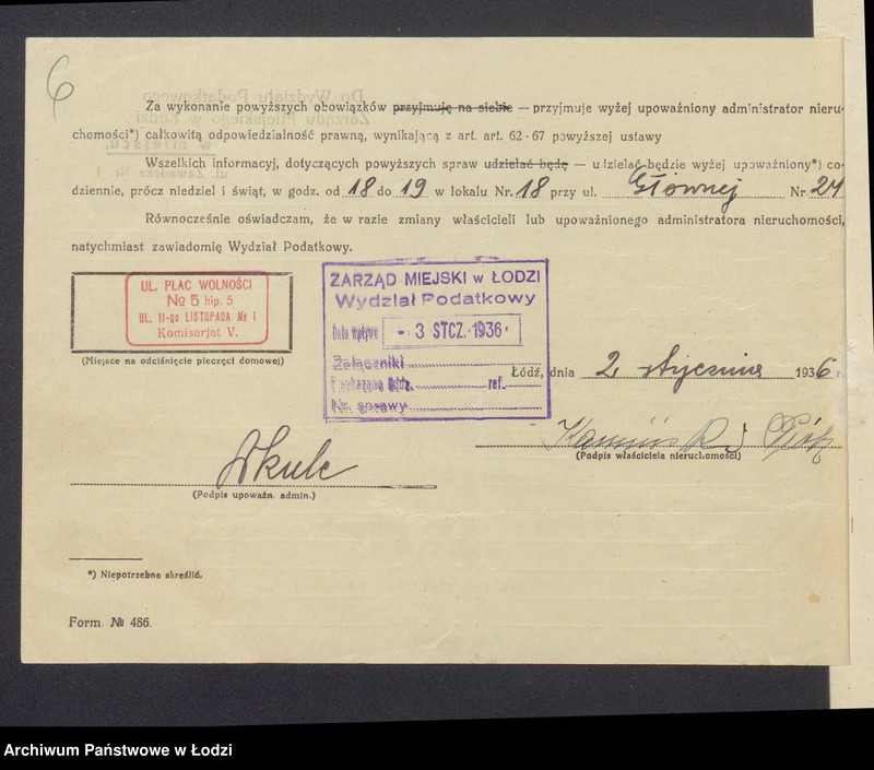 image.from.unit.number "Księga inwentarzowa nieruchomości m. Łodzi ul. 11 Listopada"