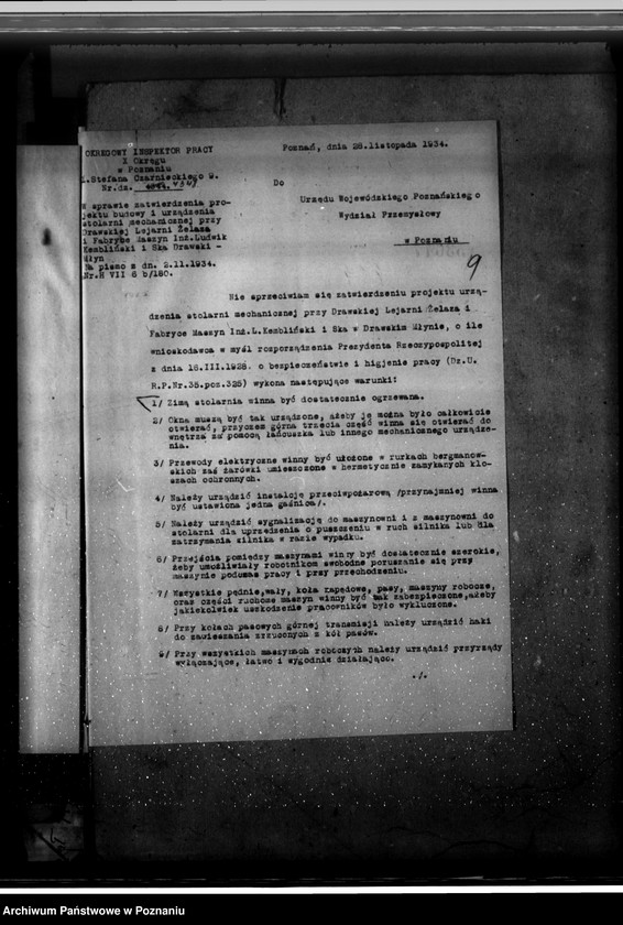 Obraz 13 z jednostki "Zatwierdzenie zakładu przemysłowego /stolarni mechanicznej/ Firma Drawska Lejarnia Żelaza w Drawskim Młynie pow. czarnkowski"