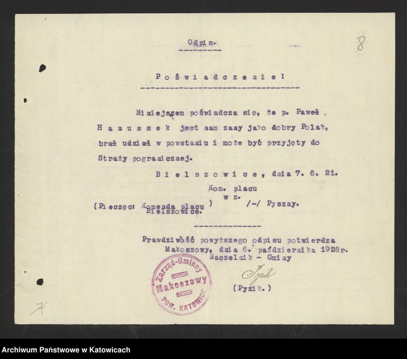 image.from.unit.number "[Zwolnienie z pracy około 80 funkcjonariuszy straży celnej Śląskiego Inspektoratu Okręgowego Straży Granicznej: wykazy zwolnionych, odwołania, prośby o zatrudnienie, opinie]"